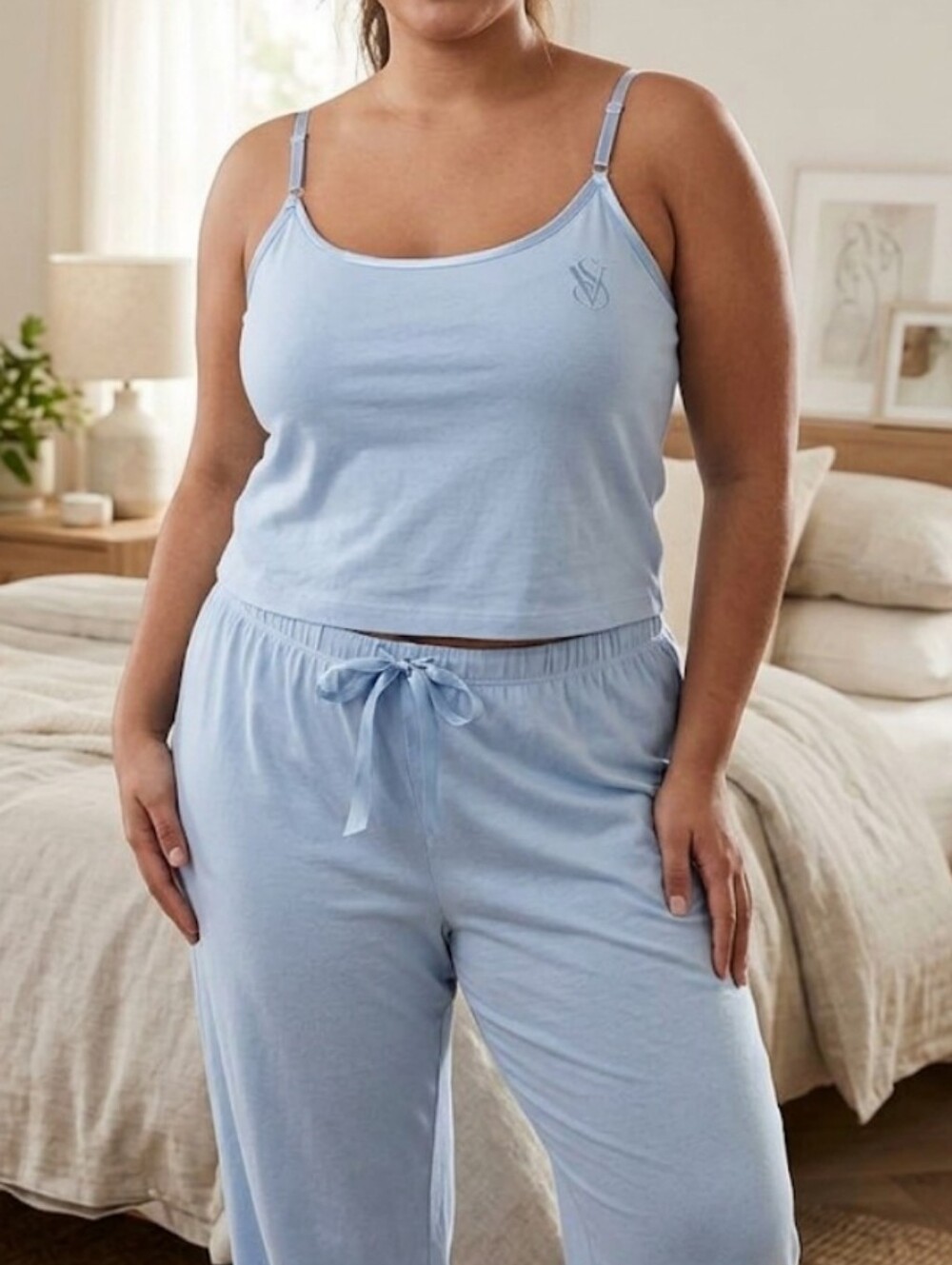 Vintage Victoria's Secret 3 Pc loungewear / pajama set in soft pastel baby blue